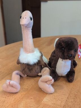 Ty Plush Ostrich Toy in Pink and Brown